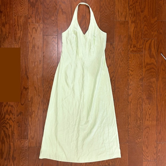 Vintage Laura Ashley Linen Halter Dress NWT mint lime geeen - Picture 1 of 7